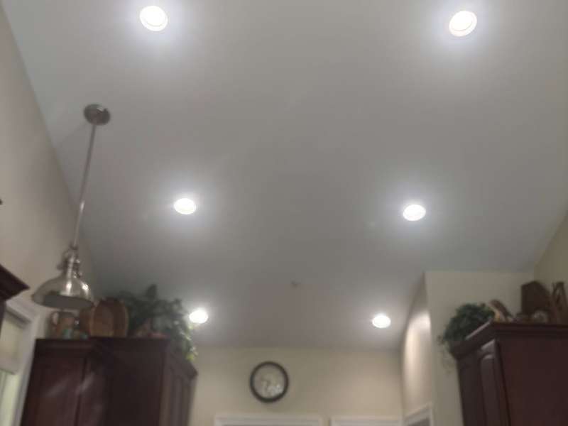 Kitchen ceiling with new recessed LED lights